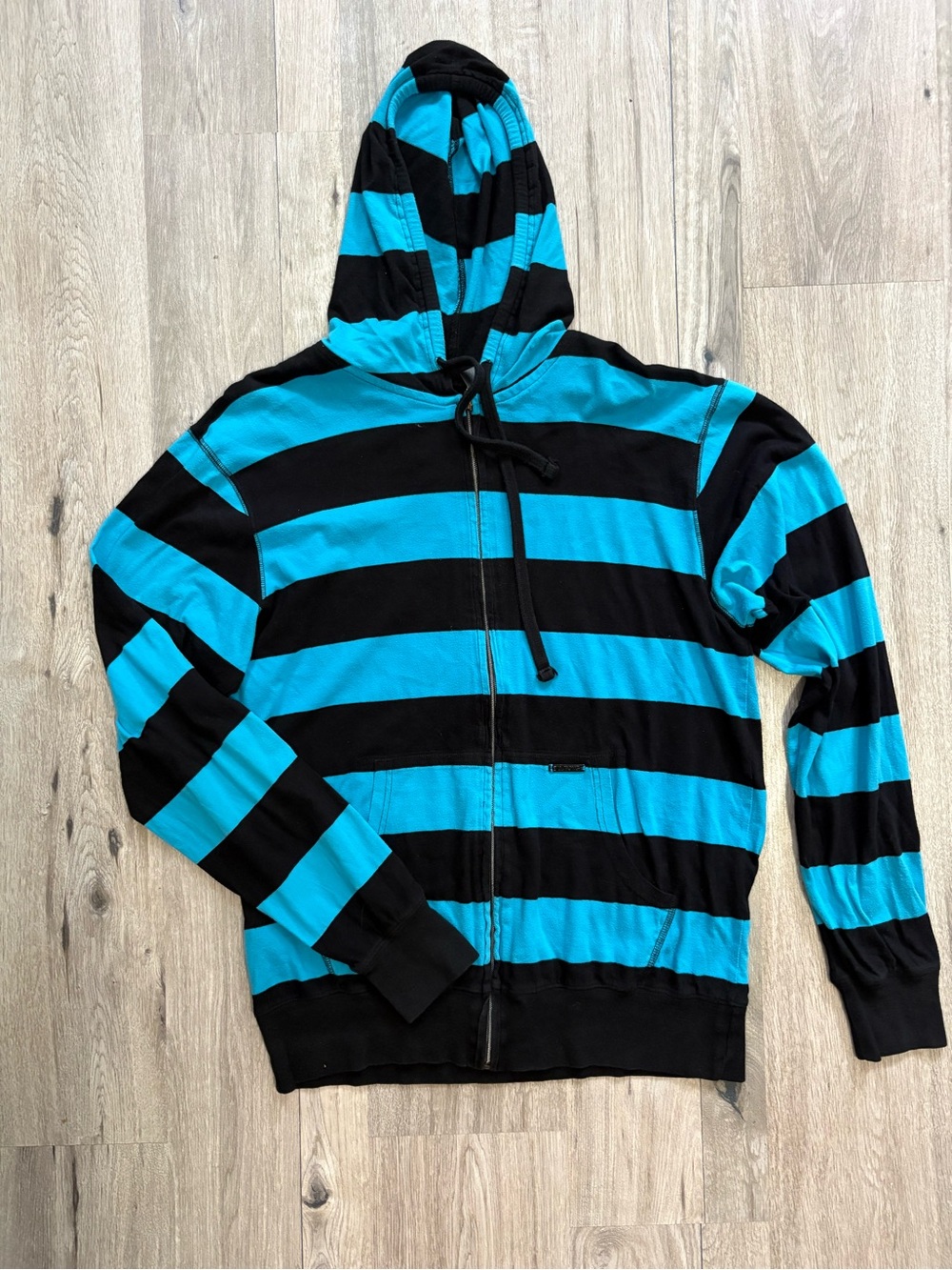 Billabong blue and black striped zip up hoodie